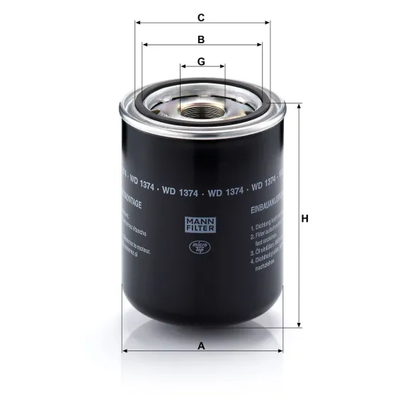 WD 1374 Yağ Filtresi